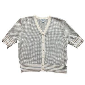 Vtg St. John Sport By Marie Gray Cardigan Short Sleeve Knit Jacket Sz S Cream